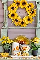 Vista 2 de Boston International Jarra decorativa de metal, 8.75 pulgadas de alto, girasol