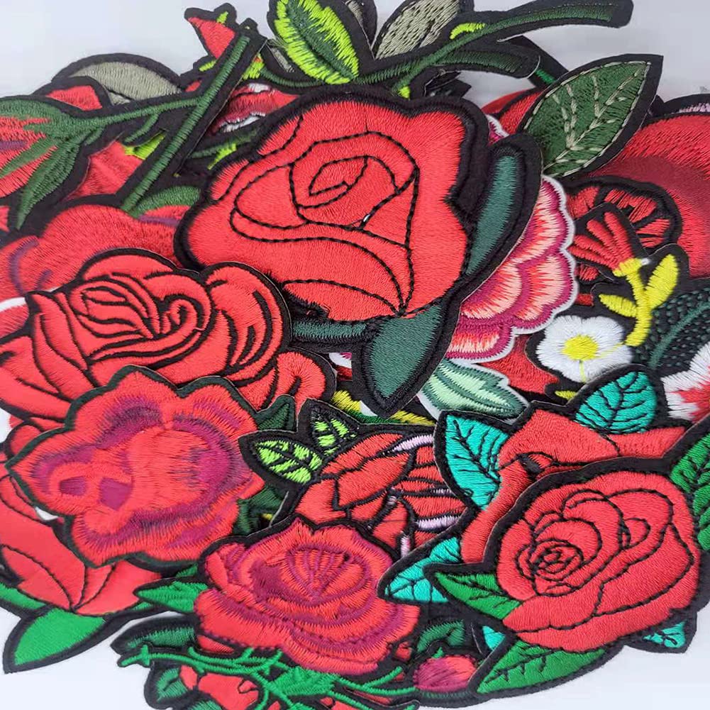Amazon | TIANYING 花 ワッペン アイロン 刺繡 ローズ アップリケ バラ