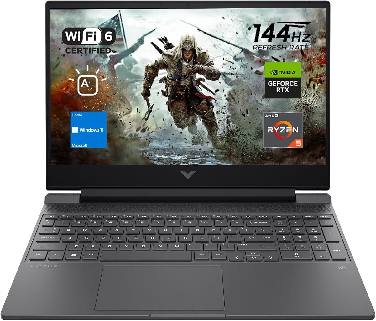 HP Victus 15 Gaming Laptop, 15.6" FHD 144Hz Display, AMD Ryzen 5 7535HS, 16GB DDR5 RAM, 512GB PCIe M.2 SSD, NVIDIA GeForce RTX 2050, HDMI, Webcam, Backlit Keyboard, Wi-Fi 6, Windows 11 Home, Silver : Electronics