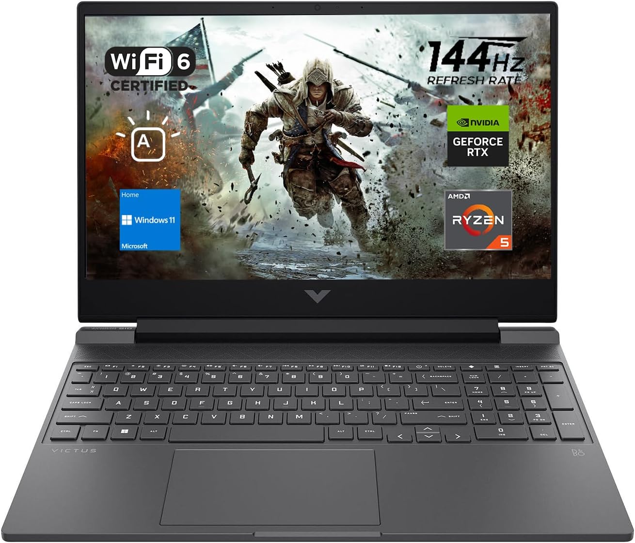 Victus 15 Gaming Laptop, 15.6" FHD 144Hz Display, AMD Ryzen 5 7535HS, 32GB DDR5 RAM, 2TB PCIe M.2 SSD, NVIDIA GeForce RTX 2050, HDMI, Webcam, Backlit Keyboard, Wi-Fi 6, Windows 11 Home, Silver