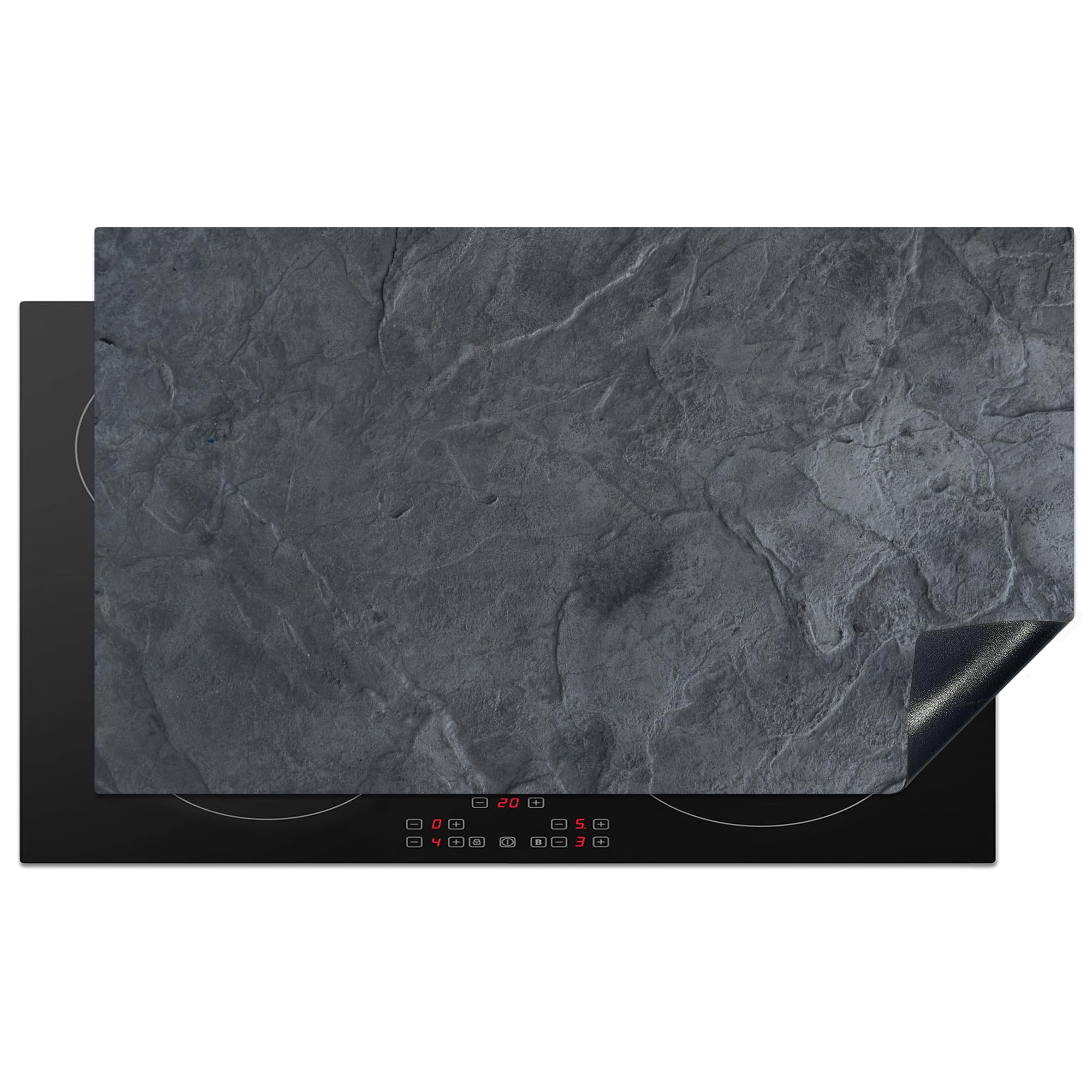 KitchenYeah© Induction Hob Cover Protector Mat 20.8"x36" / 91.6x52.7 cm Kitchen Universal Ceramic Covers for Electric Cookers Vinyl Grey - Concrete - Slate - Texture - Retro — image 1