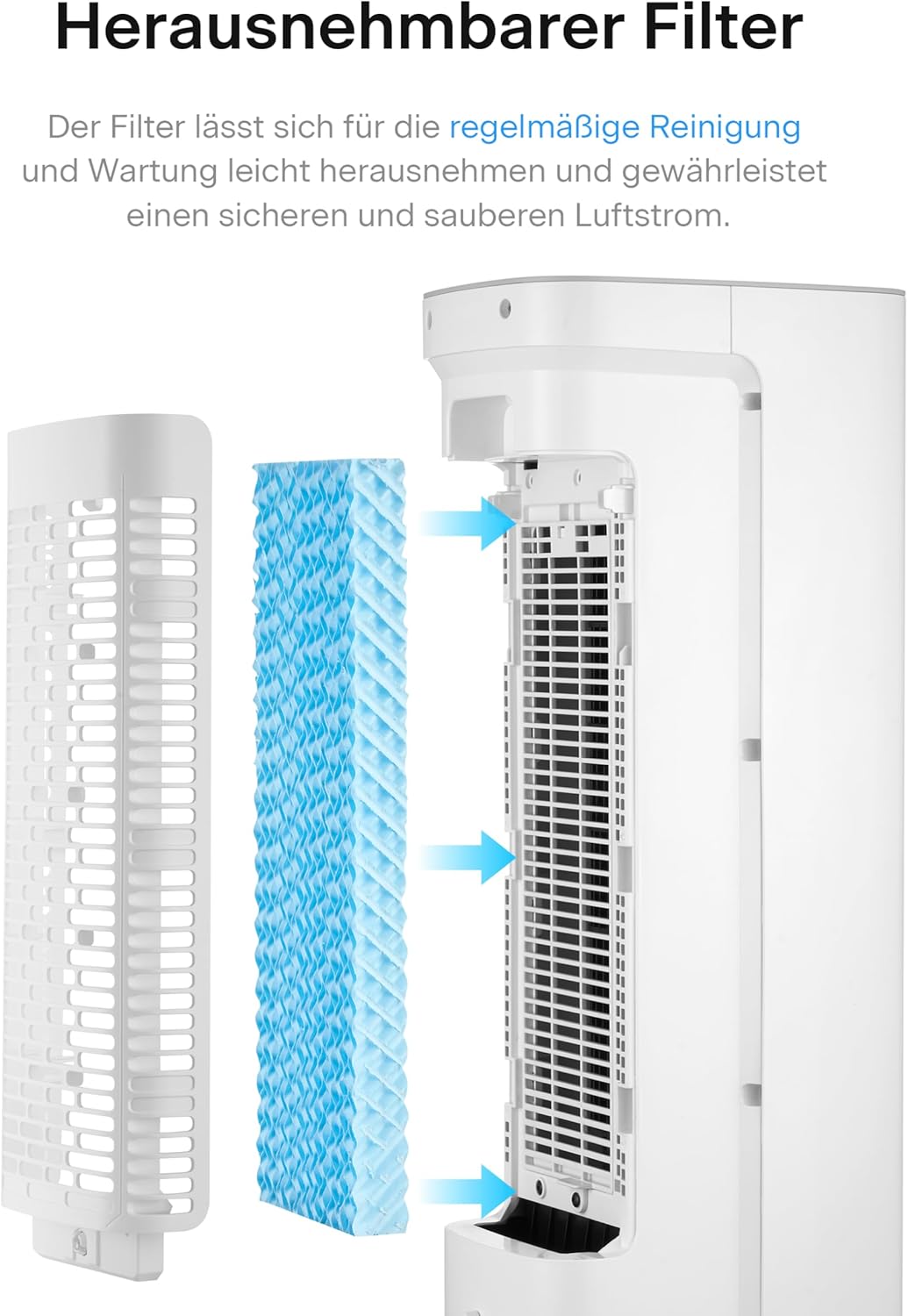 Diagram showing filter removal from Pelonis air cooler
