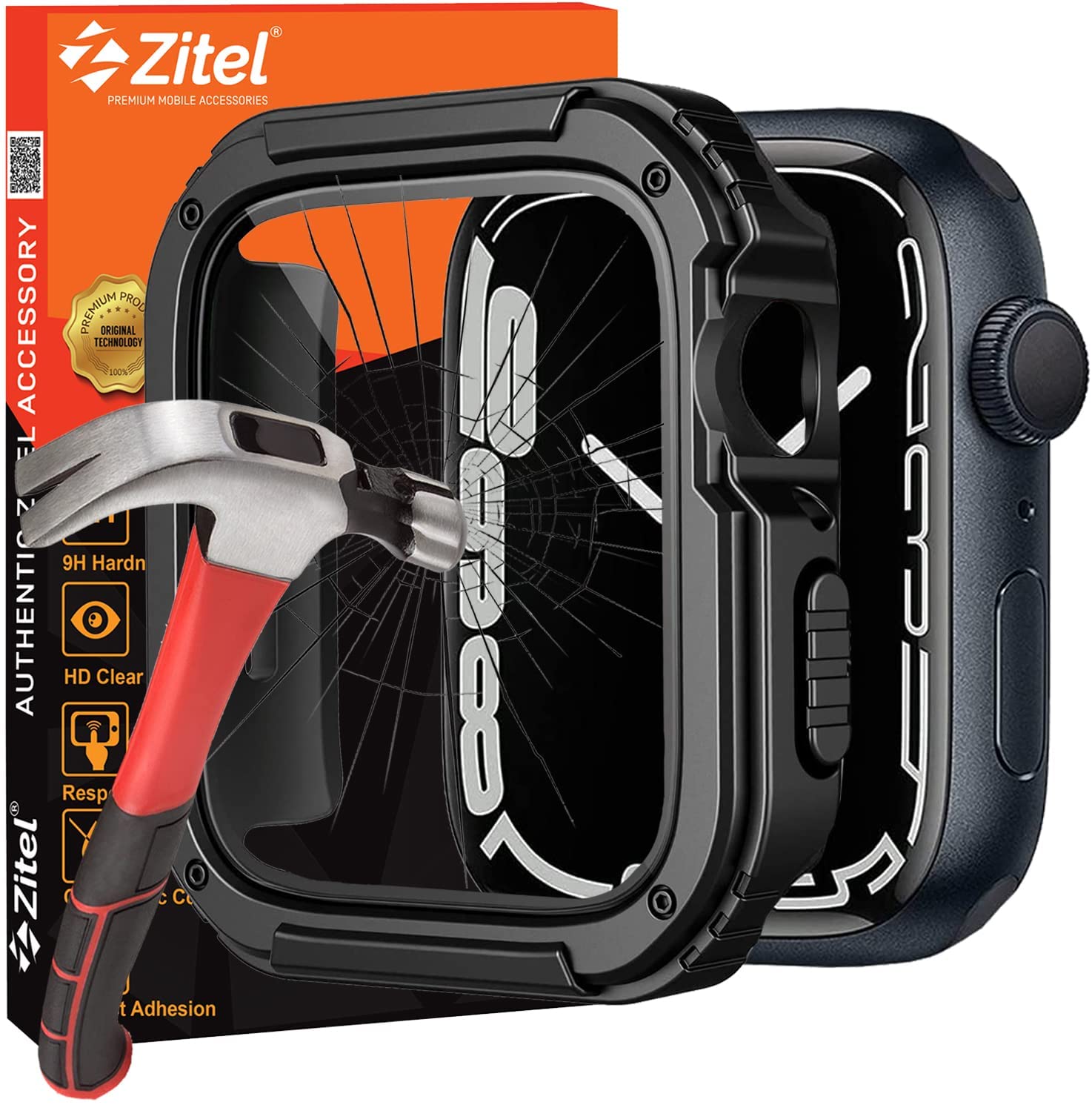 Zitel Rugged Case with Built-in Tempered Glass Screen Protector Compatible with Apple Watch Series 9 45mm / Series 8 45mm / Series 7 45mm (45mm, Black) (B0CPJ5VTLC) Amazon Price History, Amazon Price Tracker