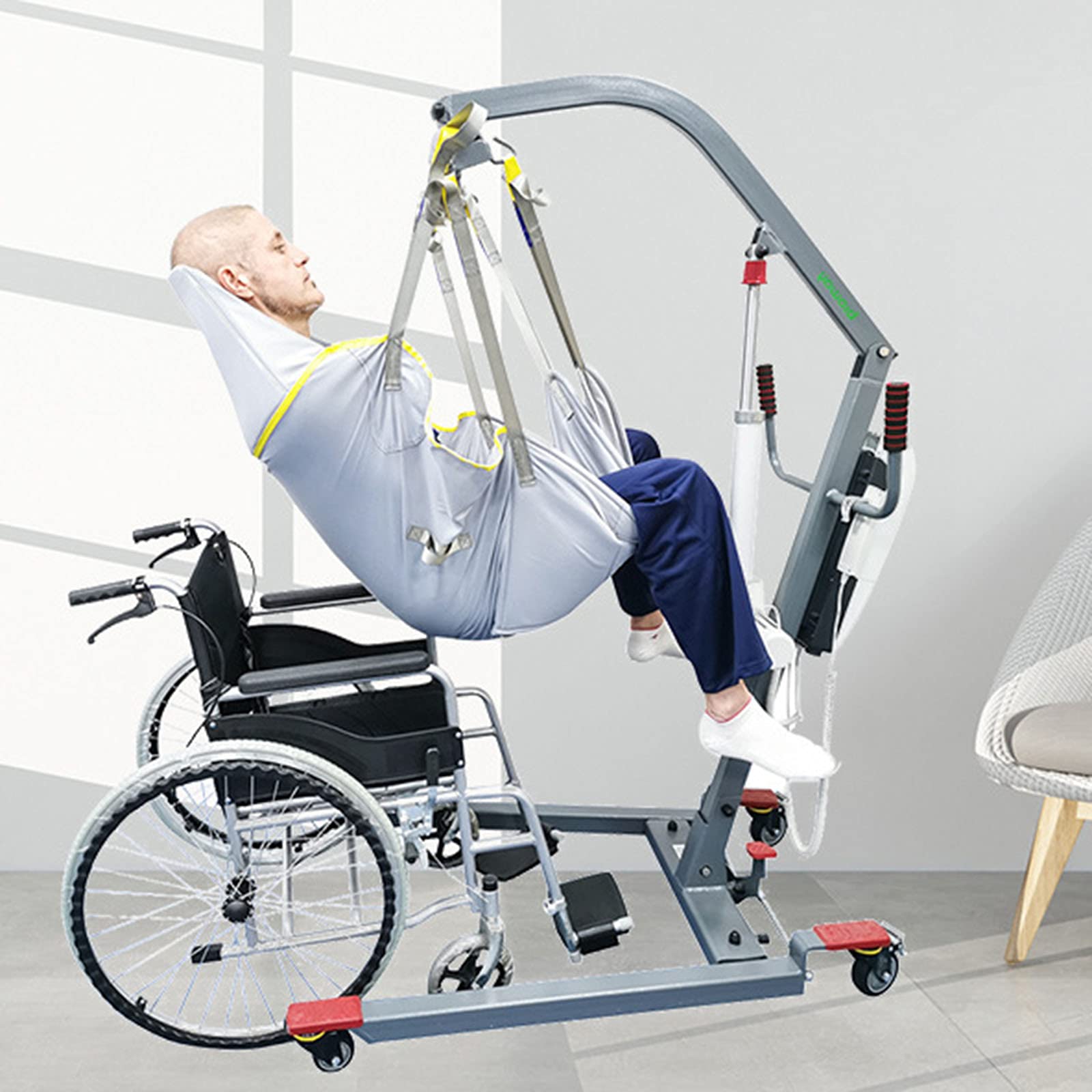 Élingue De Toilette d'ascenseur De Patient pour La Douche À Usage Domestique Ceinture De Transfert Électrique avec Soutien De La Tête,M