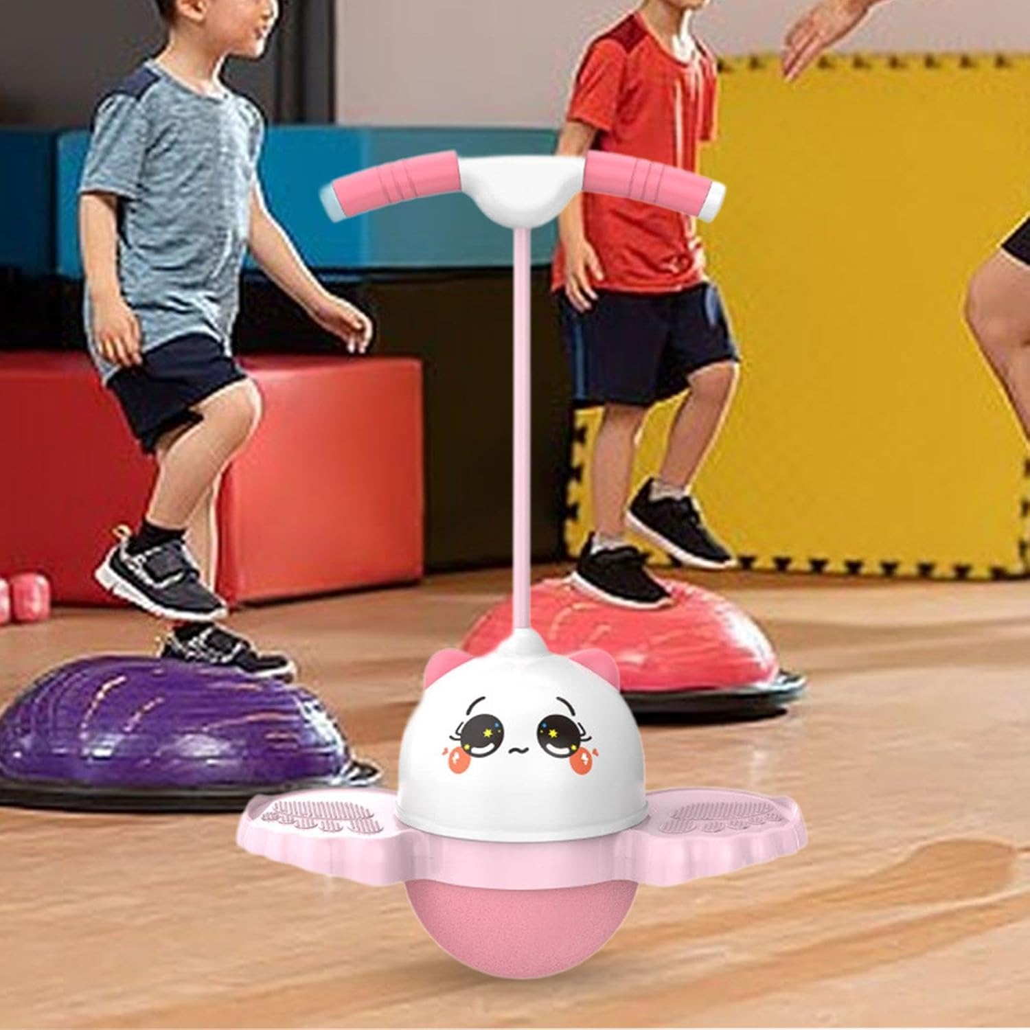 Pogo Jump Ball Jump Board High Jumping Toy Bouncing Ball for Workout Indoor Body Training Assistant Toys Playground, Pink