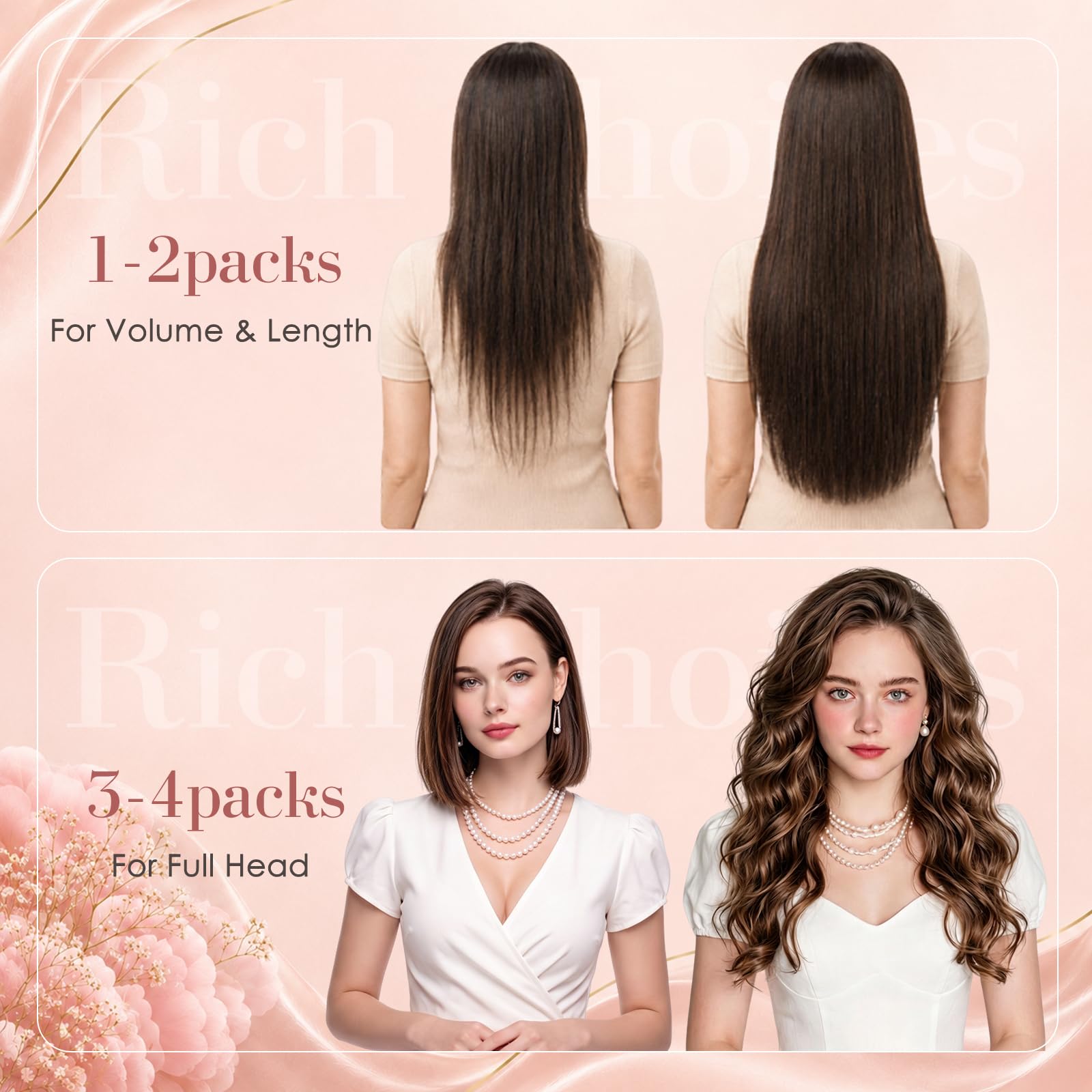 Rich Choices Weft Extensions Echthaar Tressen Zum Einnähen Extensions Haartressen Echthaar Tressen Echthaar Extensions Remy Human Hair Extensions 70cm 100g #4 Mittelbraun Extensions