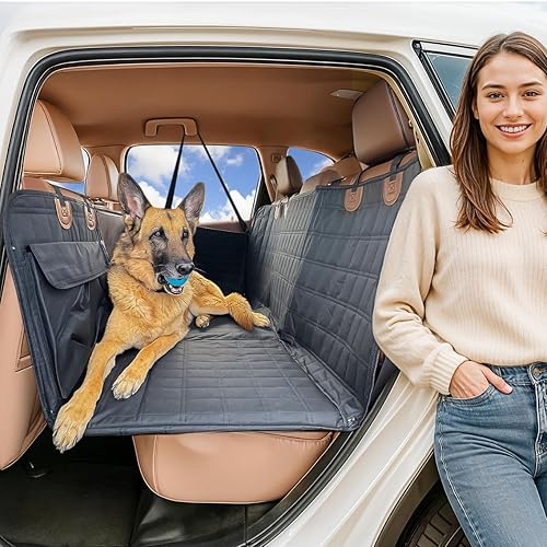 Miniatura 6 de APetsPlanet Funda de asiento de automóvil para perro para asiento trasero con parte inferior dura, extensor de asiento trasero impermeable para