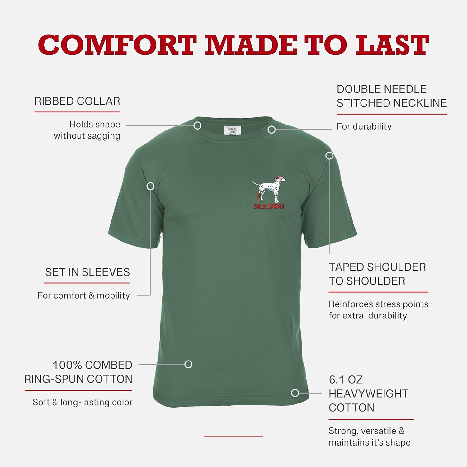 SEA DOG Vintage Graphic T-Shirt Garment Dyed 100% Ringspun Cotton, Relaxed Fit, Pre-Shrunk, Printed in USA - Vintage Bones - Image 5