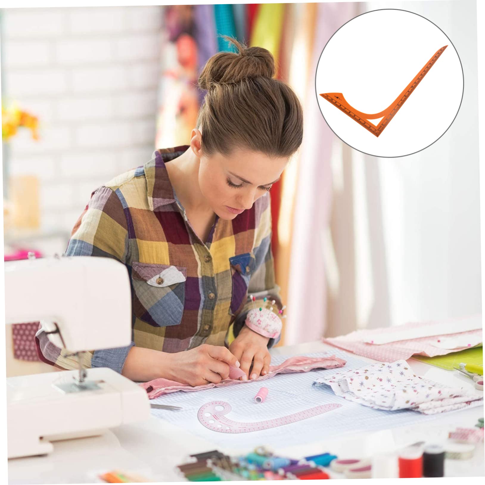 ORFOFE Regla de Costura en Forma de L Grande para Trabajos de Confección, Herramienta de Medición Precisa de Plástico Escala Clara para Coser y Patchwork