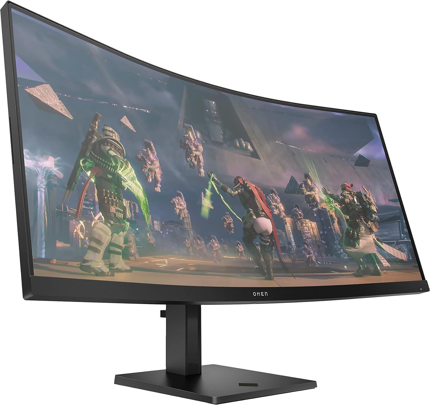 HP OMEN 34c Gaming Monitor, Schermo Curvo da 34 pollici, Pannello VA 21:9 WQHD 165Hz, 1 ms, DisplayHDR 400, Antiriflesso, 400 nits, AMD FreeSync, DisplayPort, HDMI, Audio, VESA, Nero