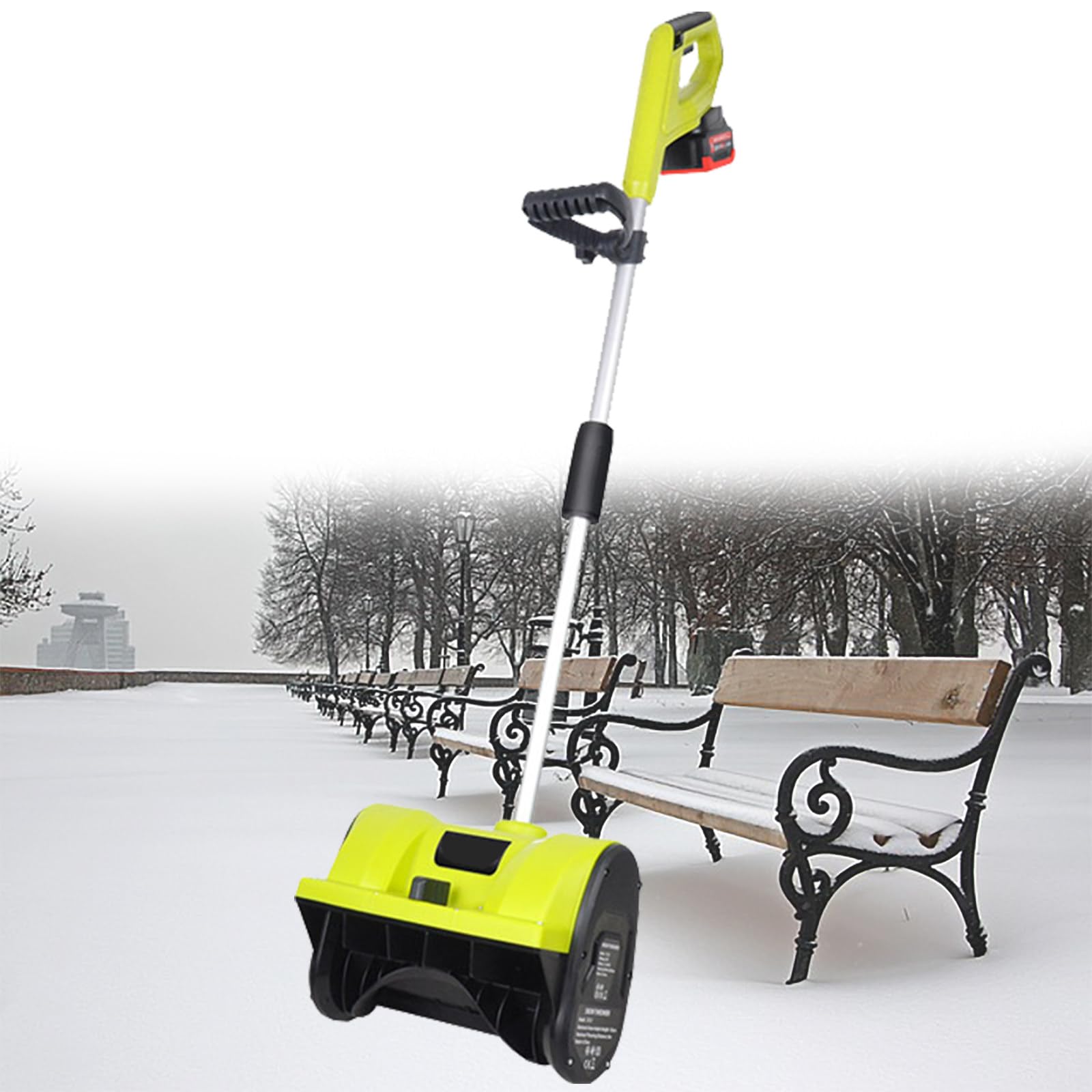 Pala da Neve elettrica Senza Fili, Larghezza 32 cm, spazzaneve a Batteria, con 2 batterie e caricabatteria rapido