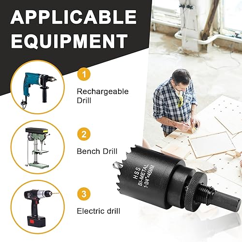 Vista 100 de Sierra perforadora de 2 3/4" (70 mm) para madera y plástico, broca de núcleo de cortador de agujeros bimetálico HSS para paneles de yeso, tableros