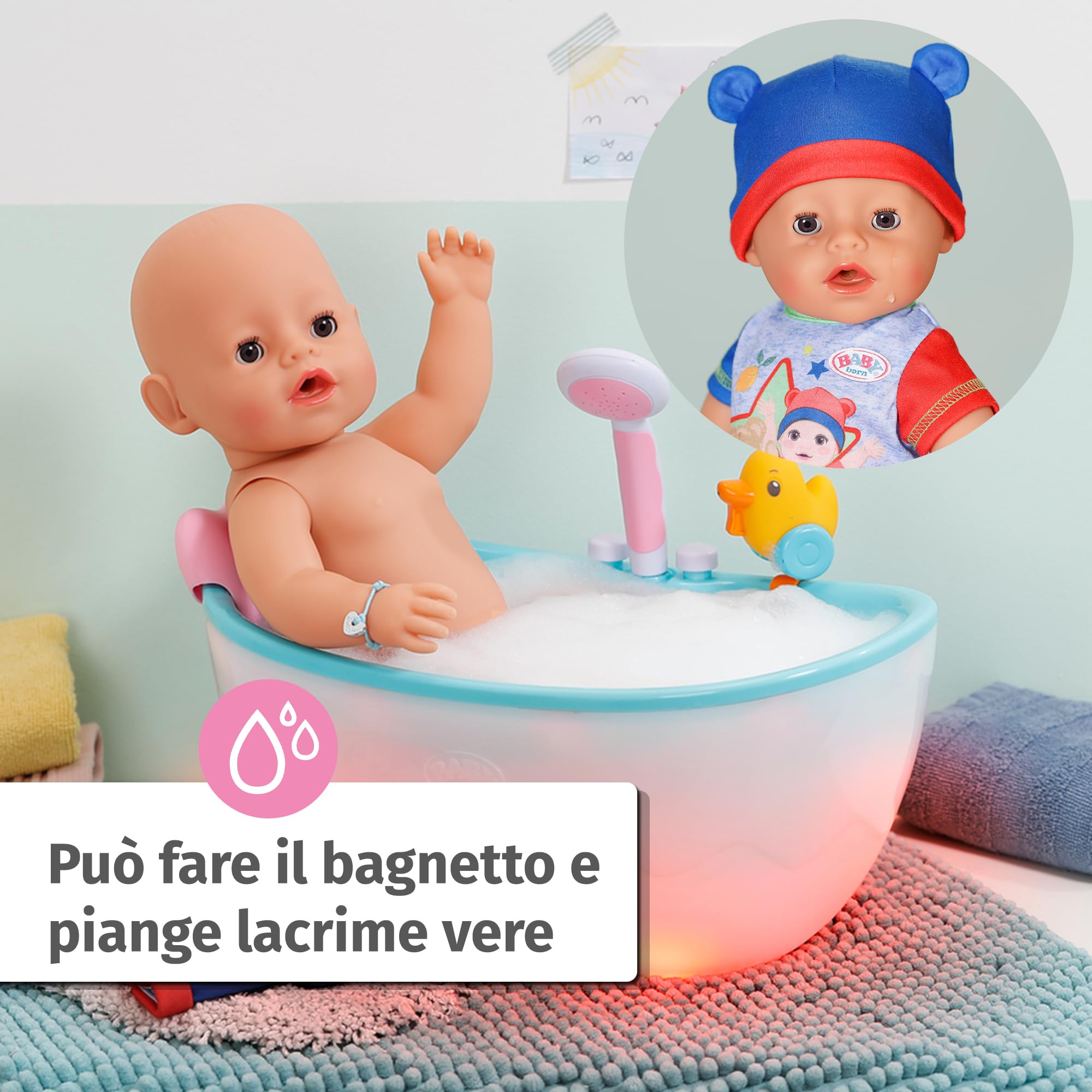 BABY born Jonas 43 cm bambola maschio con 10 funzioni | Accessori inclusi, tutina inclusa, funziona senza batterie, da 3 anni