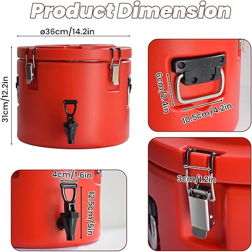 Miniatura 8 de Dispensador de bebidas aislado de 20L/5 galones, dispensador de bebidas frías y hielo con boquilla y asas portátiles, dispensador térmico de bebidas