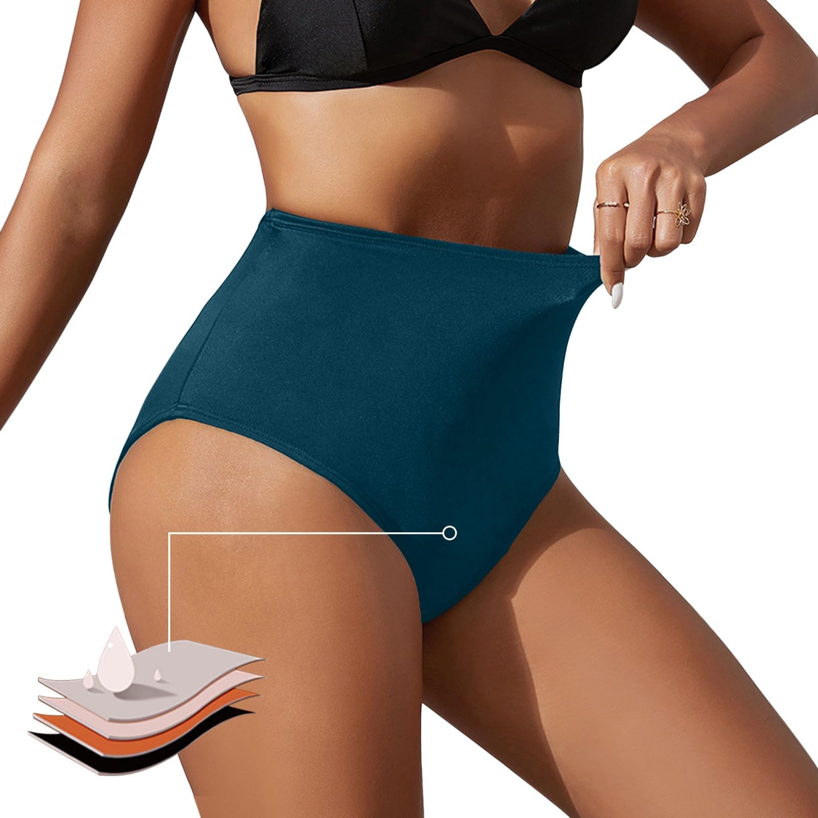 Genérico Bikini Menstrual para Mujer Talle Mlto Mujeres Braga Menstrual Braga de Baño Menstrual Calzoncillos de Natación Interior Menstrual Lavables Retro Parte Inferior de Traje De Baño de Cintura Media