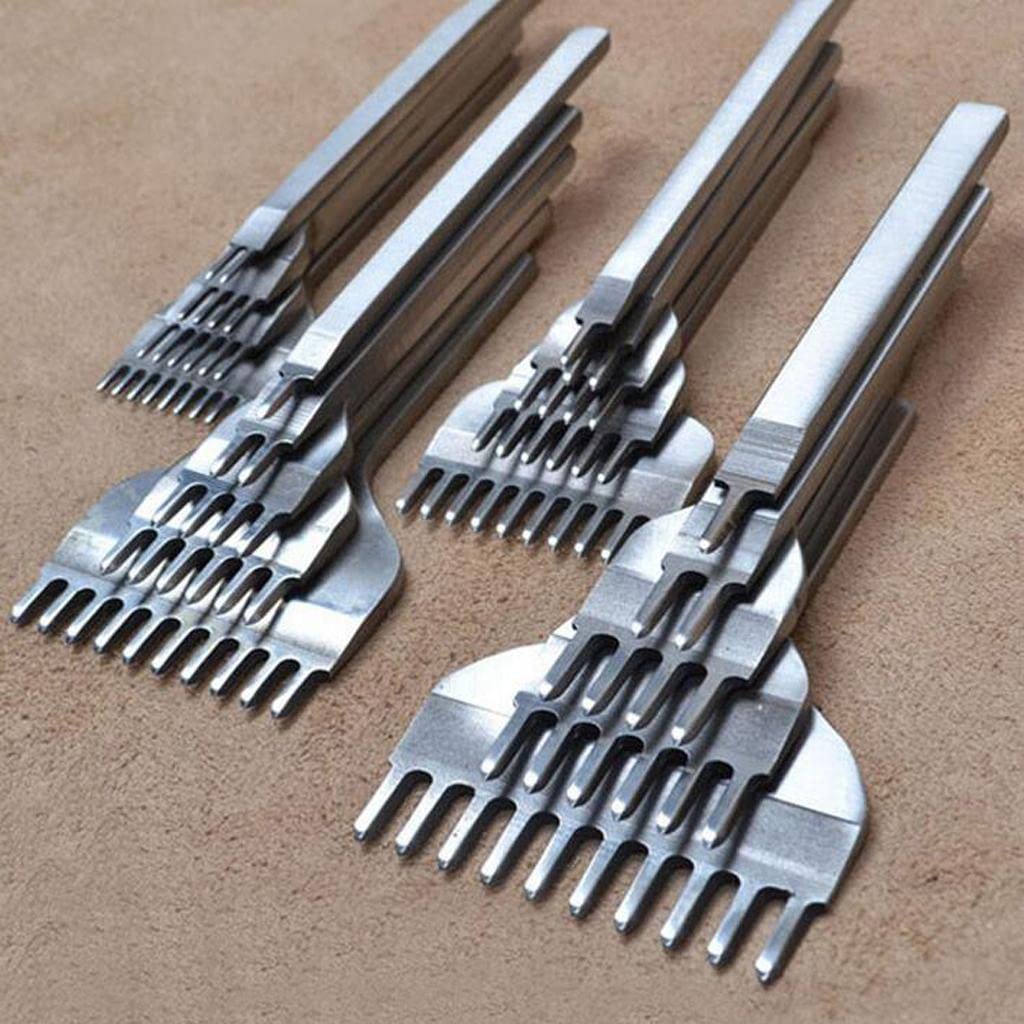 Leather Craft Tools Diamond Hole Punch Stitching Chisel 4mm 4 Prong Silver-image-12