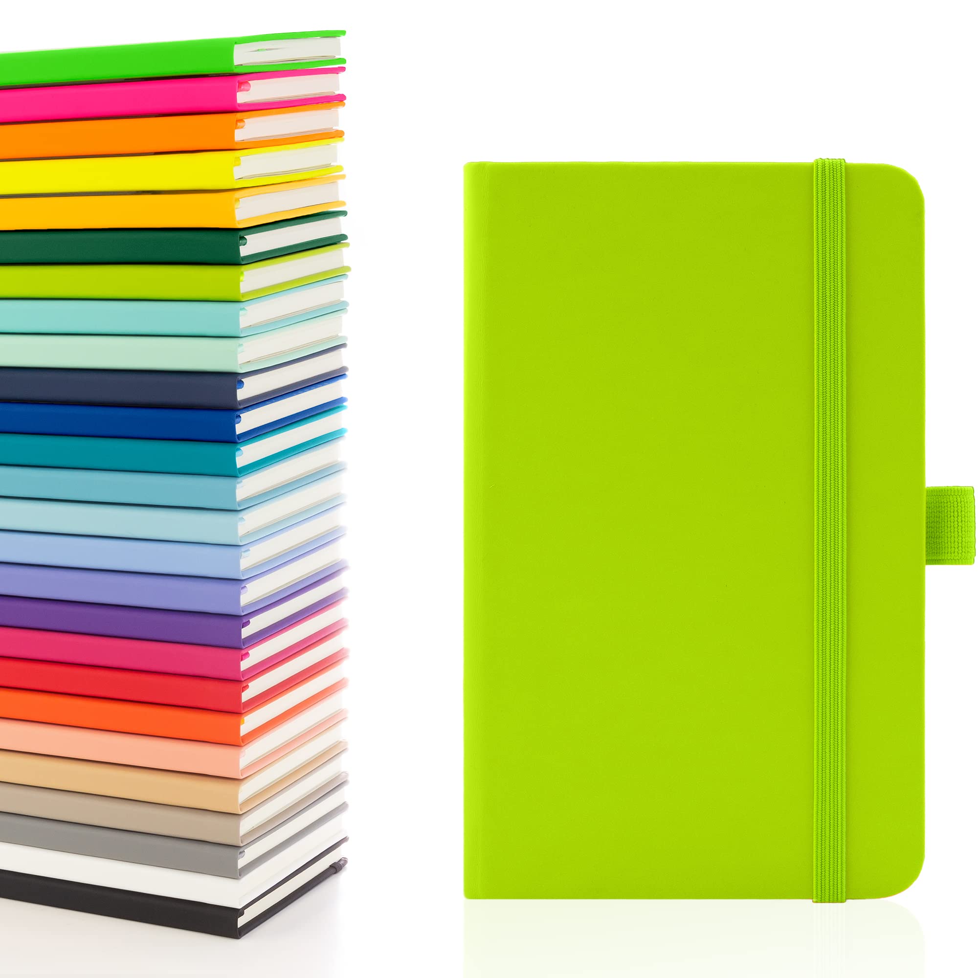 Notes London Eco A6 Notebook with Lined Pages, Pen Loop, Ribbon, Date Marks and Paper Pocket, Pocket Hardback Journal, Note