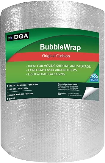Air Bubble Wrap Roll Original Superior Long Lasting Cushioning Protection Bubble Wrap 30 GSM 1 Meter Wide (10M 30GSM)