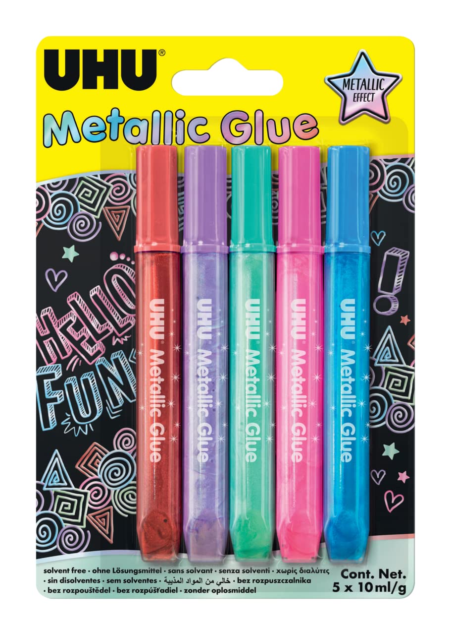 UHU 5 x 10ml Metallic Glitter Glue Tubes
