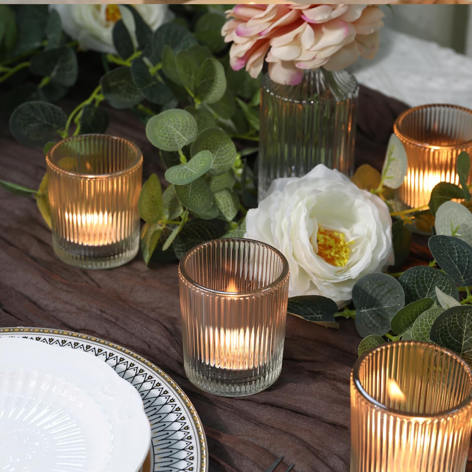 Lot de 20 photophores en verre pour table