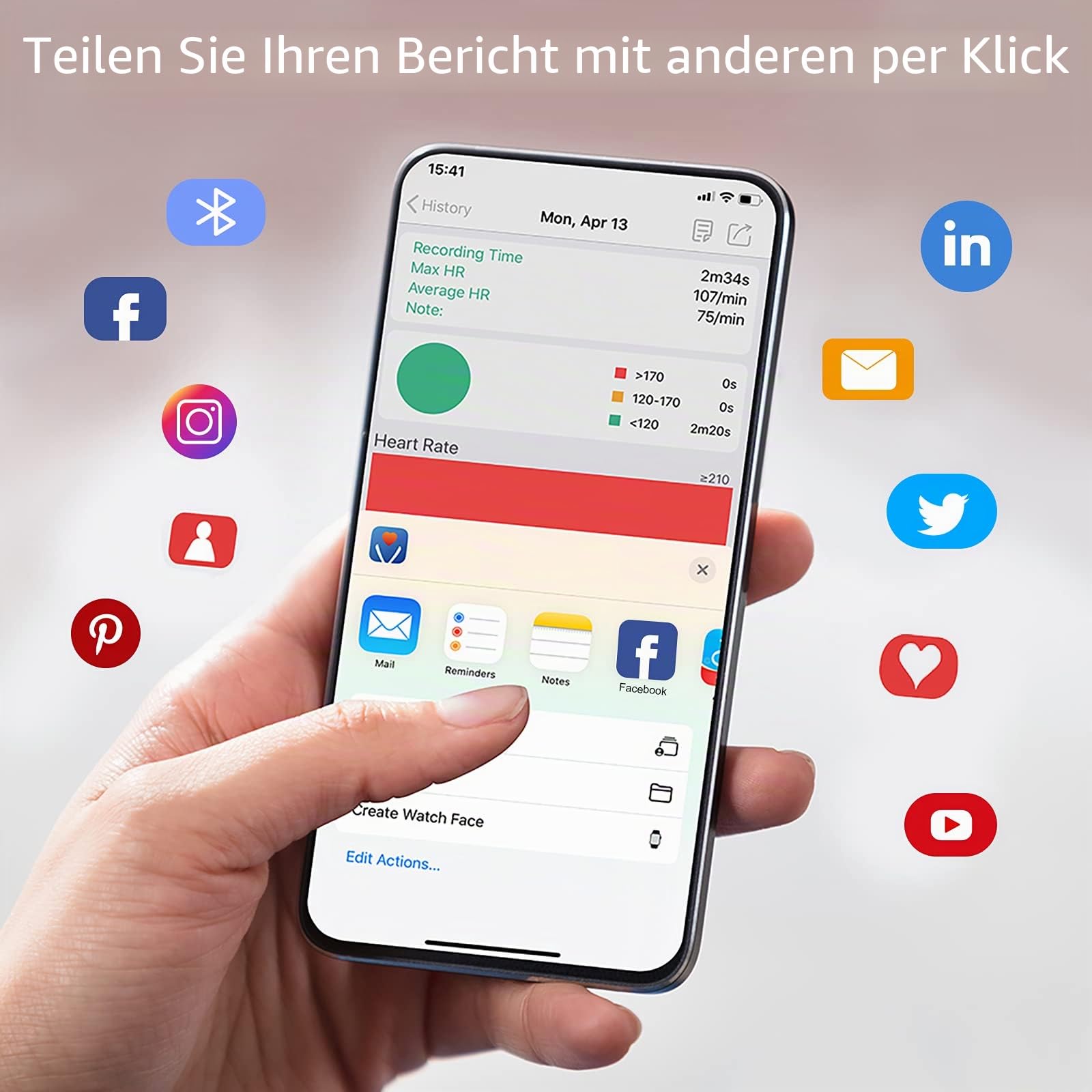 Wellue VisualBeat Brustgurt Herzfrequenzmesser, ANT +, Bluetooth, 24-Stunden-Herzfrequenzmessung, APP mit EKG Funktion, Tragbarer Herzfrequenz Sensor mit Vibrationsalarm