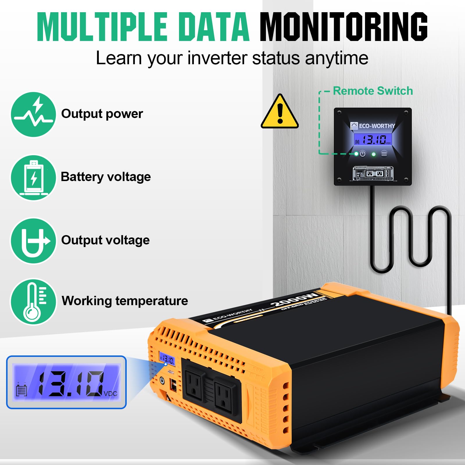 ECO-WORTHY Sistema solar de 2,72 kWh, 680 W 12 V, para autocaravana: 4 módulos solares de 170 W + regulador de carga MPPT de 40 A + 2 baterías de litio de 100 Ah + inversor de 2000 W