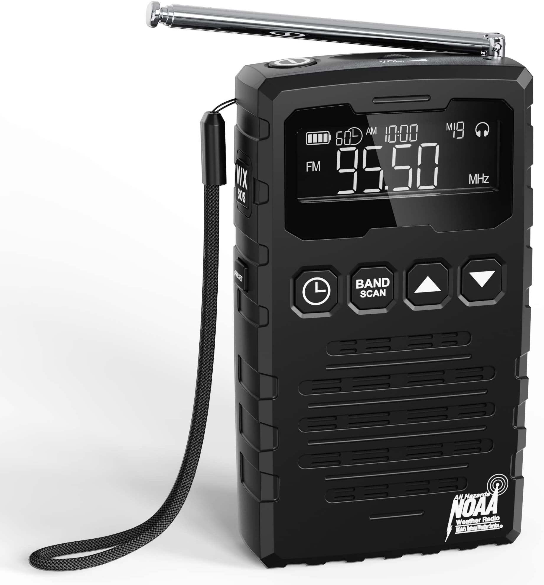 NOAA Weather Radio - Rechargeable NOAA/AM/FM Emergency Radio, Portable Pocket Radio, Longest Playtime, Best Reception, Digital Tuning, Auto Scan&Preset Function, Time Display, Weather Alert, SOS Alarm