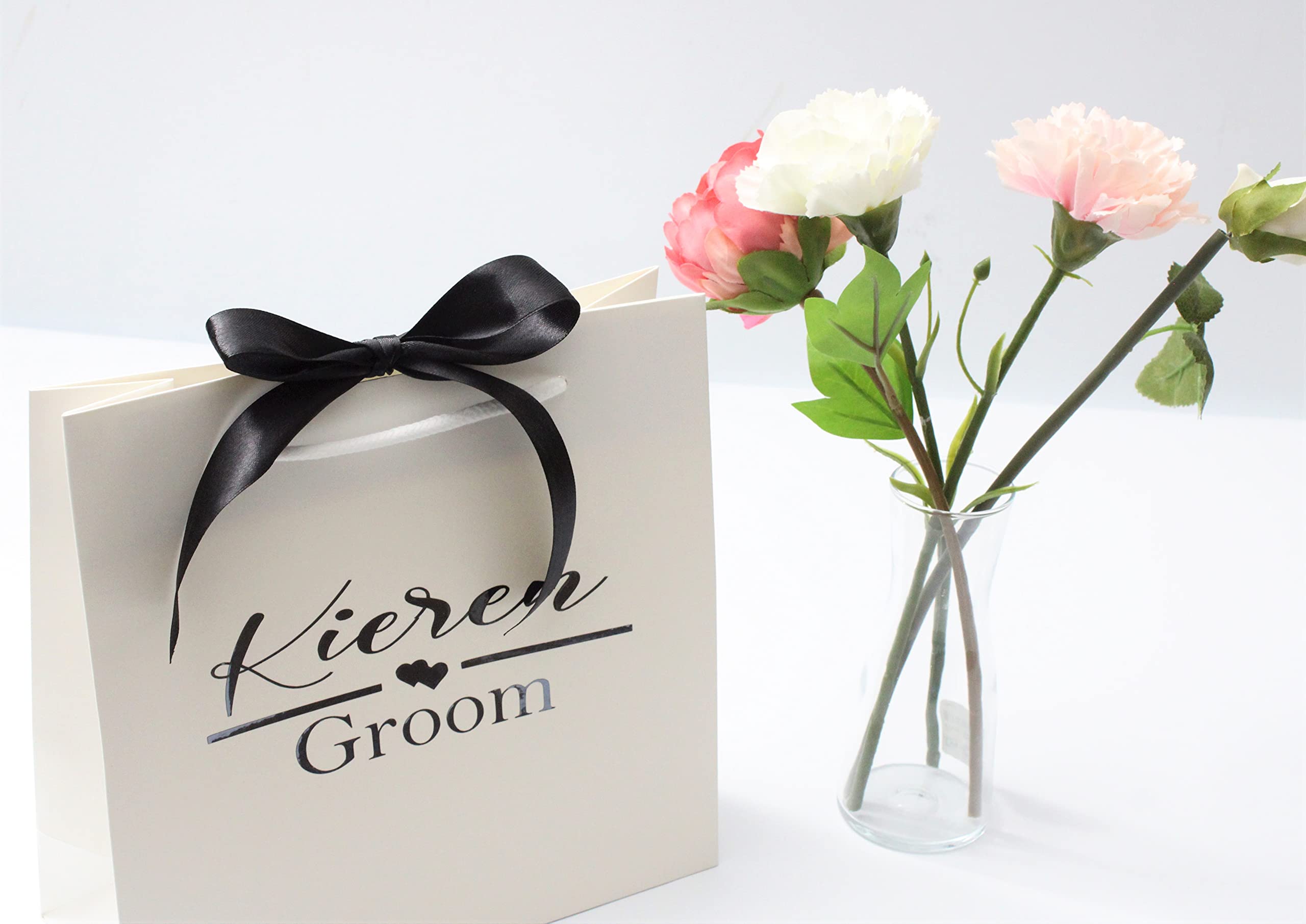 Luxury Gift Bag with Rope Handle | Personalised Gift Bags for Birthdays, Weddings, Bridal Party | Custom Gift Bags (WHITE - SMALL)