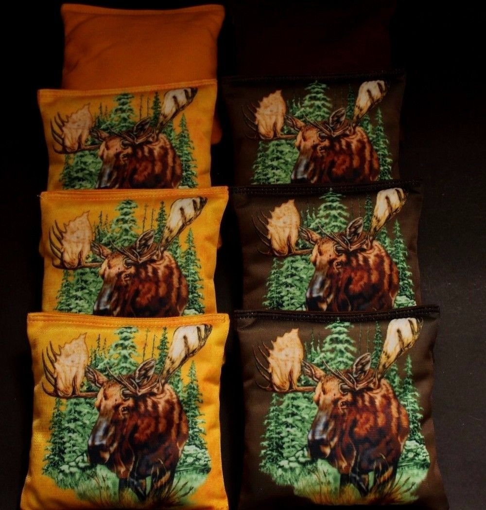 BackYardGamesUSA Moose Yellow & Brown Set of 8 Regulation Cornhole Bean Bags B290