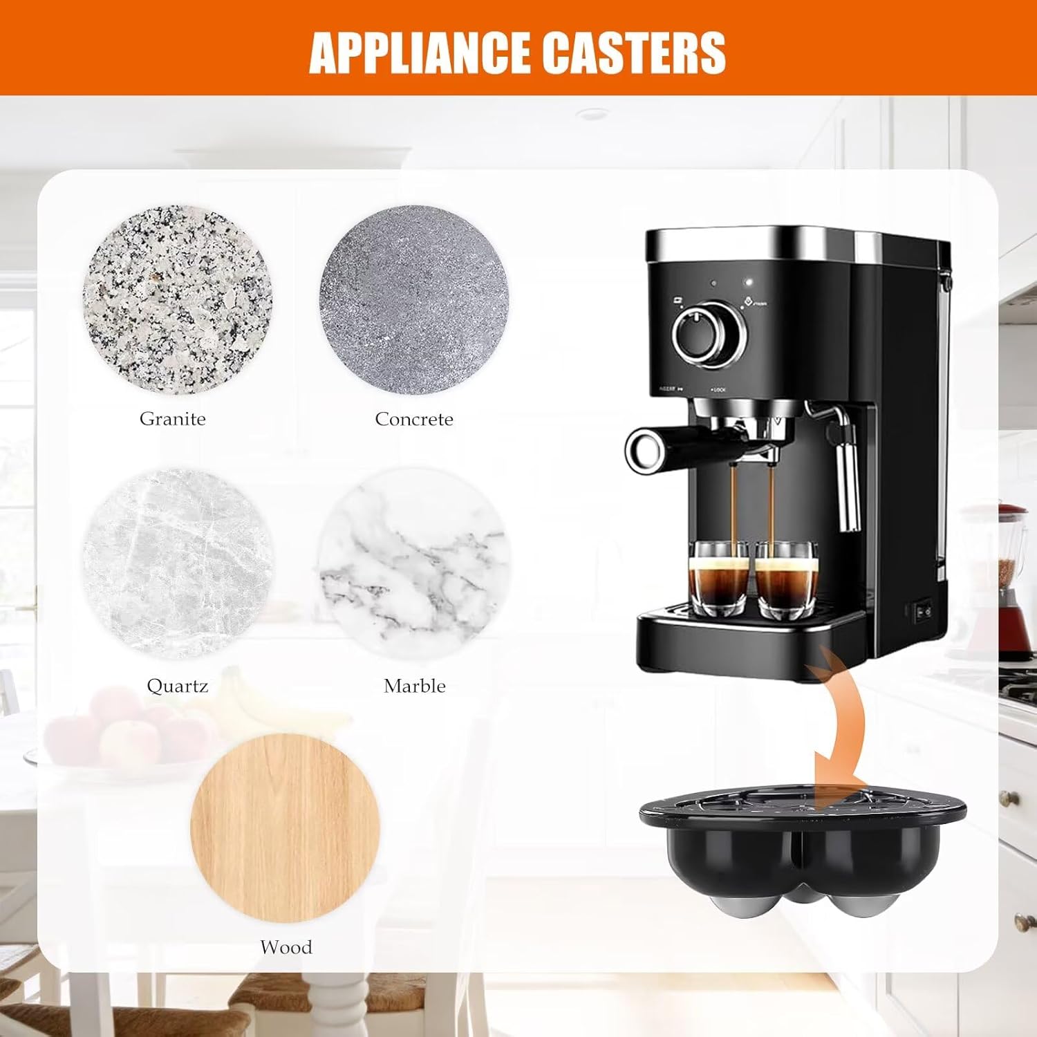 New 8pcs Appliance Casters - Furniture Sliders & Appliance Rollers for Kitchen, Coffee Machine, Blender, Oven - Easily Solve Countertop Sliding