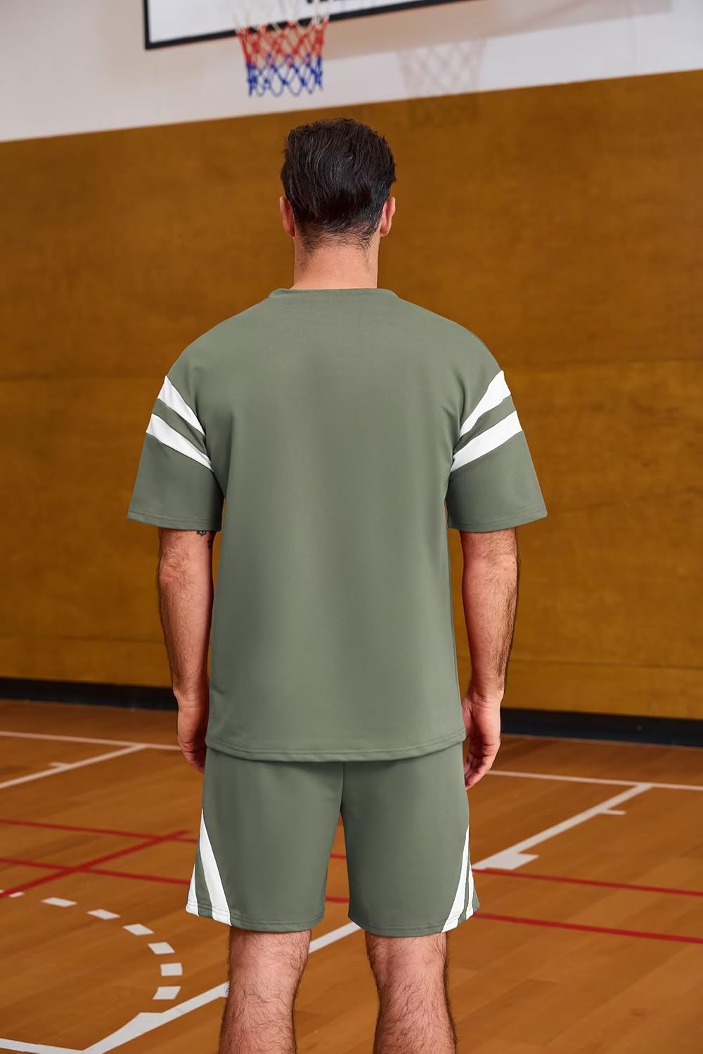 Mens Short Sets 2 Piece Outfits Summer Tracksuit Striped T Shirts and Pants Set Shorts Sleeve Sweatsuit - Image 8