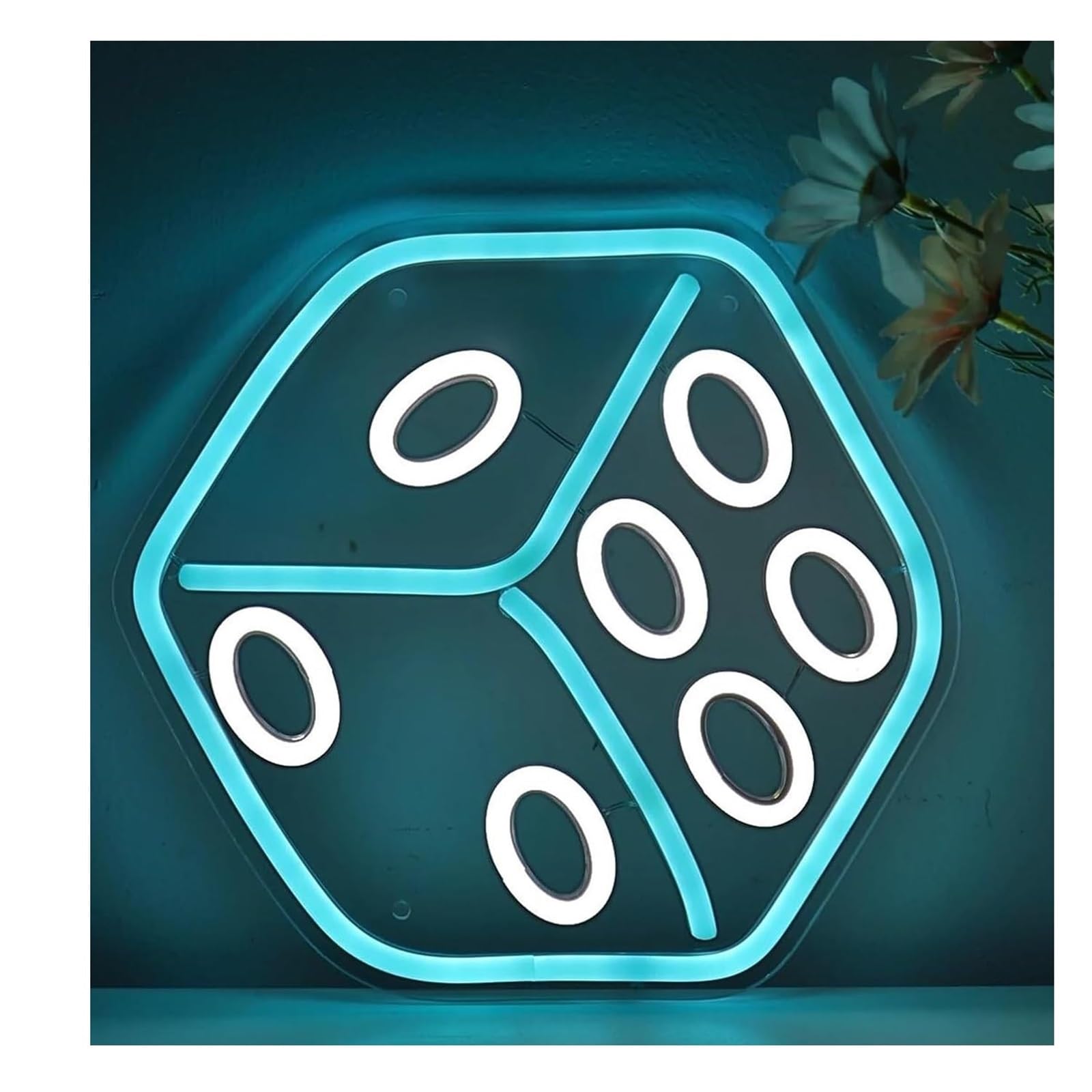 Zynther Neon lamp for neon Sign Dice Wall Light Powered for Playroom Shop Party Pub Club