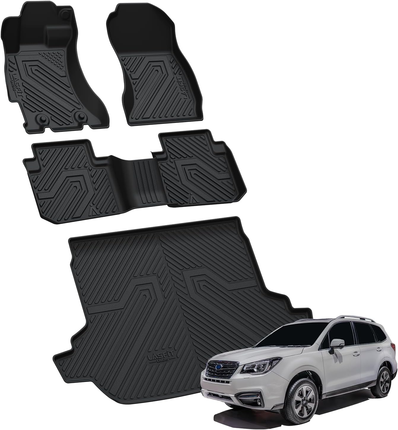 LASFIT Floor Mats & Cargo Mat for Subaru Forester 2018 2017 2016 2015 2014, All Weather TPE Custom Fit Easy Clean Durable No-Curling Car Accessories for Forester 2014-2018 Floor Mats & Trunk Liner - Image 8