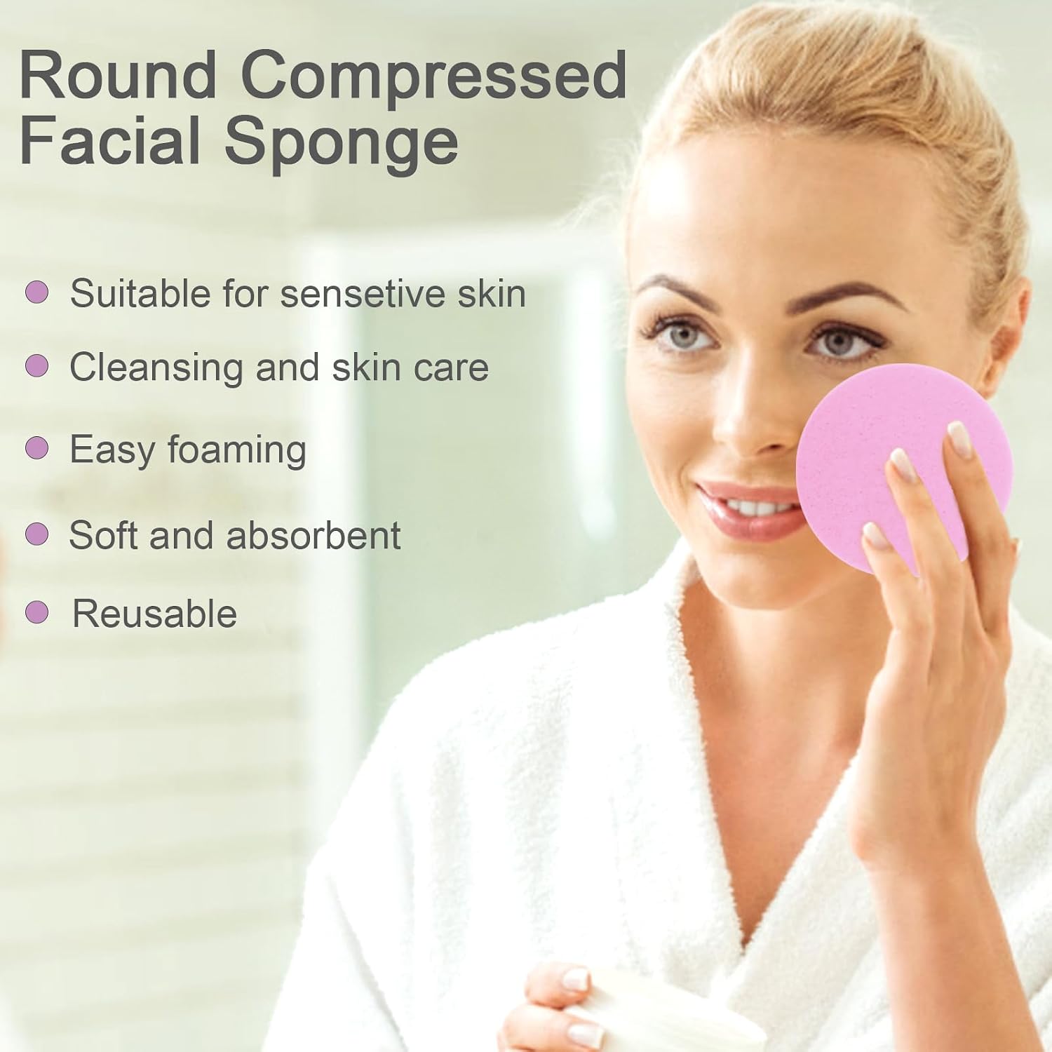 120 Pcs Pink Compress Face Sponges - Compact Facial Sponge Set for Cleansing, Makeup Removal, Exfoliation image 4