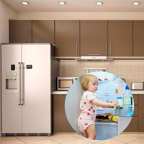 Miniatura 5 de Jetec Cerradura de refrigerador con 4 números codificados para congelador, cerradura adhesiva para puerta de refrigerador, cerradura de seguridad