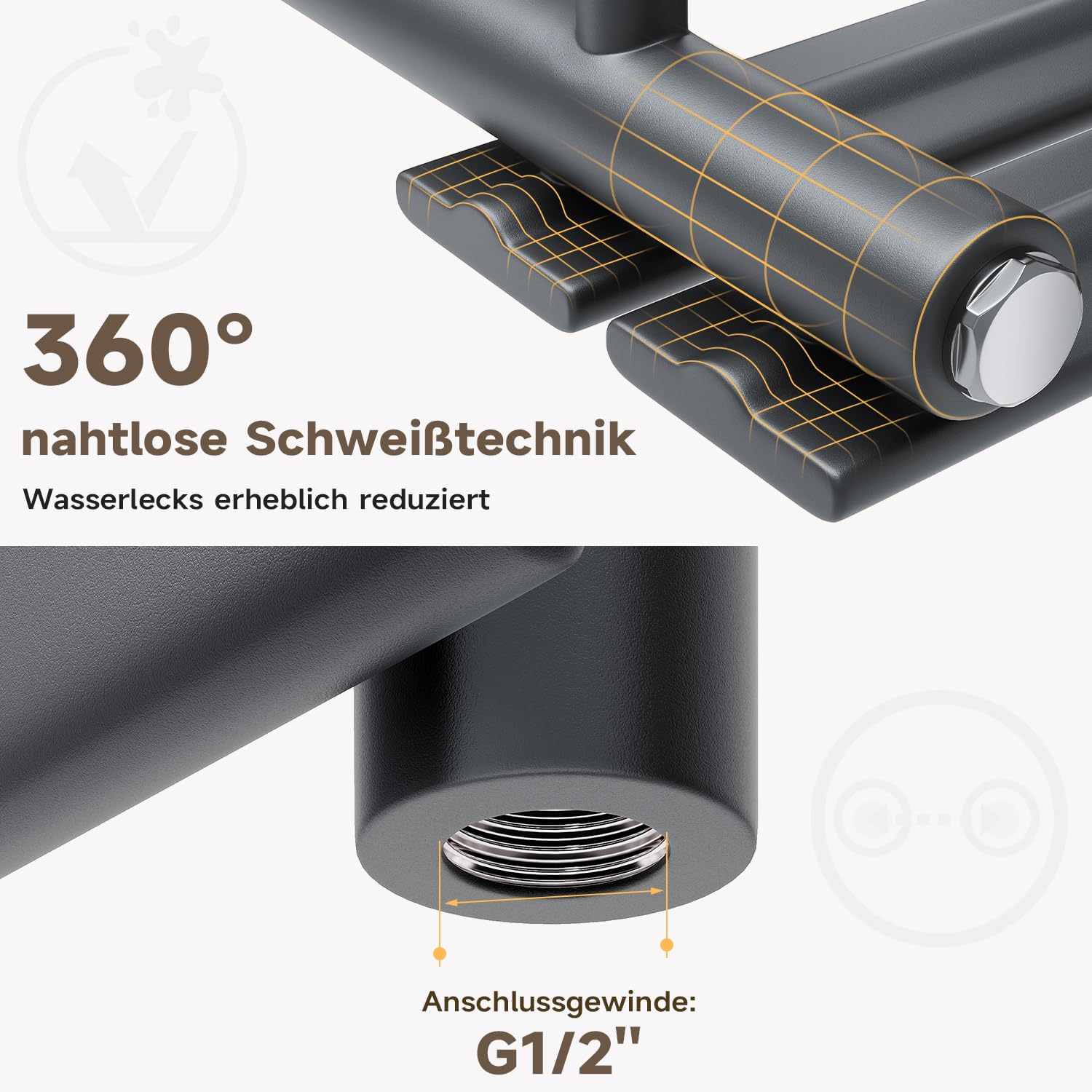 SONNI Calentador de baño eléctrico, 800 x 500 mm, antracita, con wifi, elemento calefactor inteligente, 400 W, radiador de toalla plana, radiador eléctrico para toallas con elemento calefactor