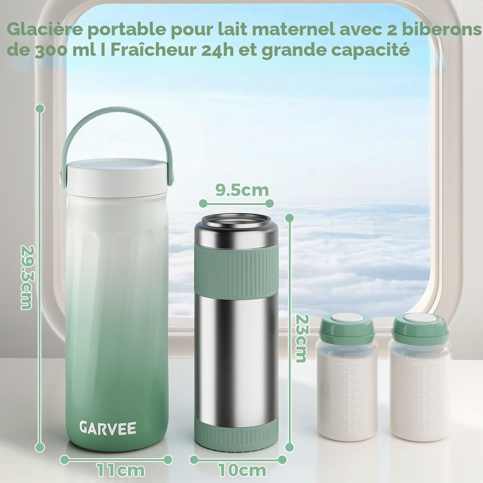Glaciere lait Maternel, Pot Conservation Lait Maternel, 600ML Stockage Lait Maternel Maintien Fraîcheur 24H,Refroidisseur lait Maternel 2 Bouteilles Récipient Lait Maternel pour le Travail Les Voyages
