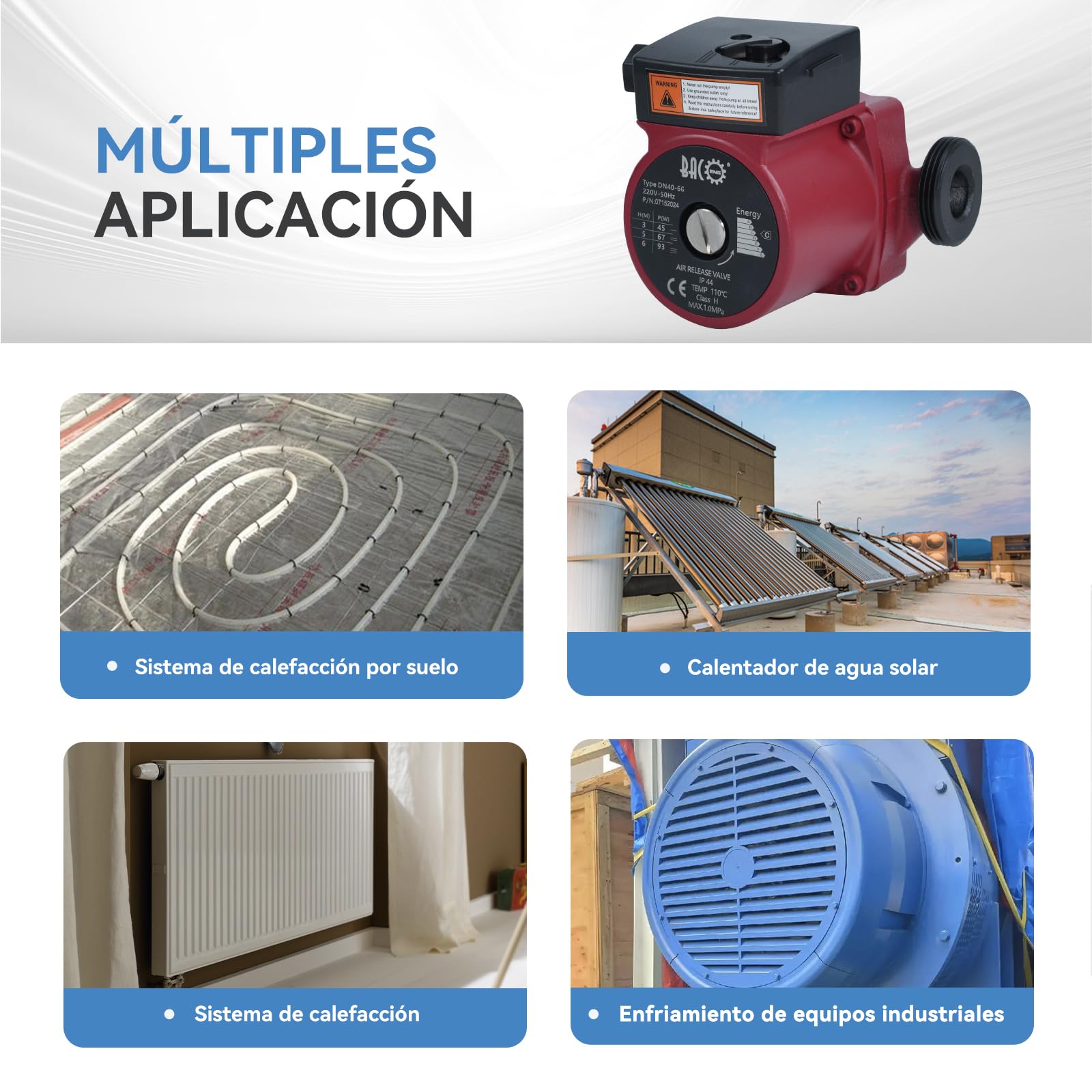 BACOENG Bomba de Circulación RS25/6-130 Bombas de Recirculacion Calefacción para Sistemas Circuladora Calefaccion Central 220V/50Hz
