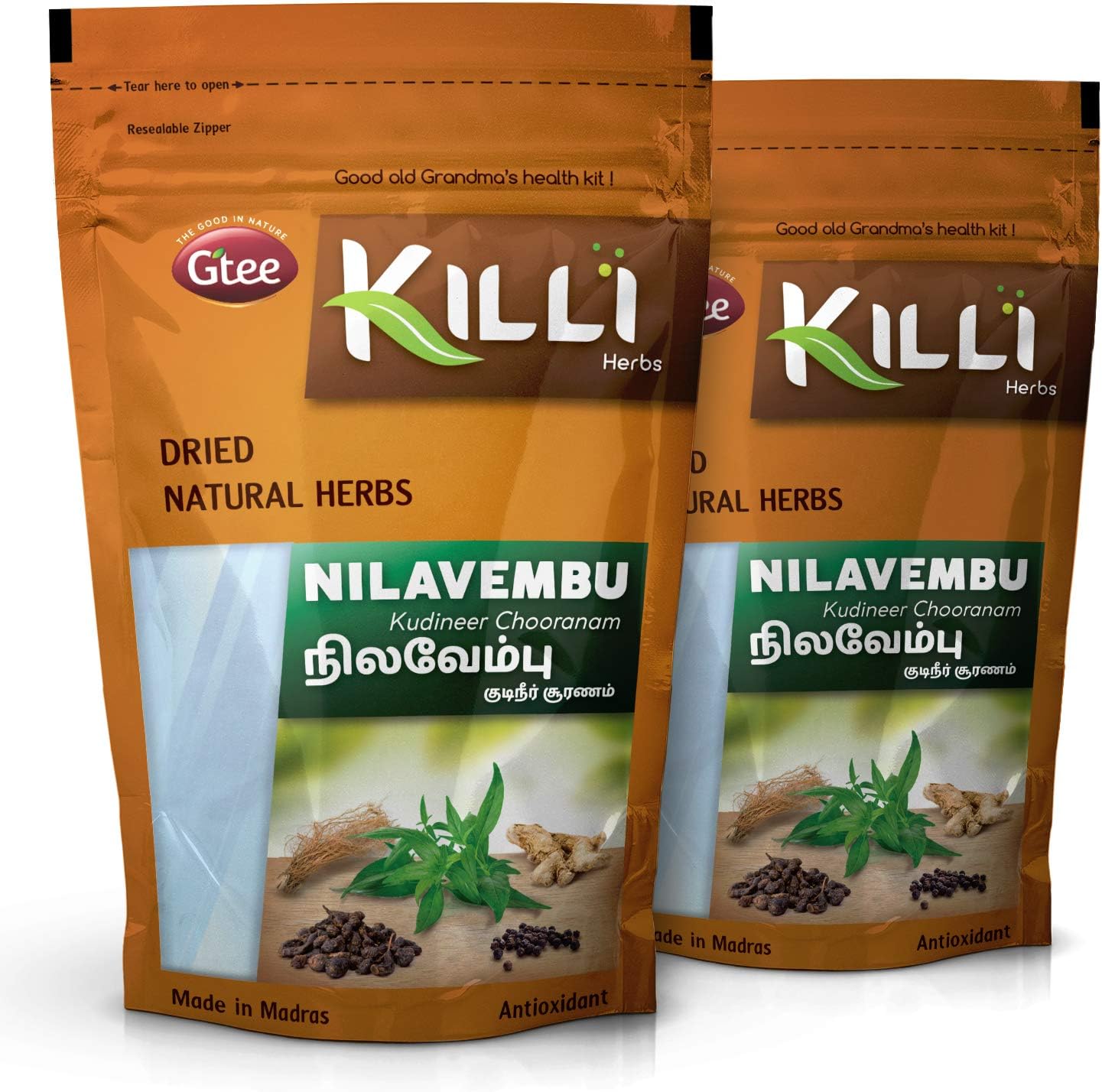 KILLI Nilavembu Kudineer Chooranam Powder, 100g (Pack of 2)