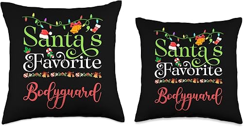 Miniatura 3 de Santa's Worker Holiday Threads Santas Favorite Bodyguard Holiday Top Elf Profession Throw Pillow, 18x18, Multicolor