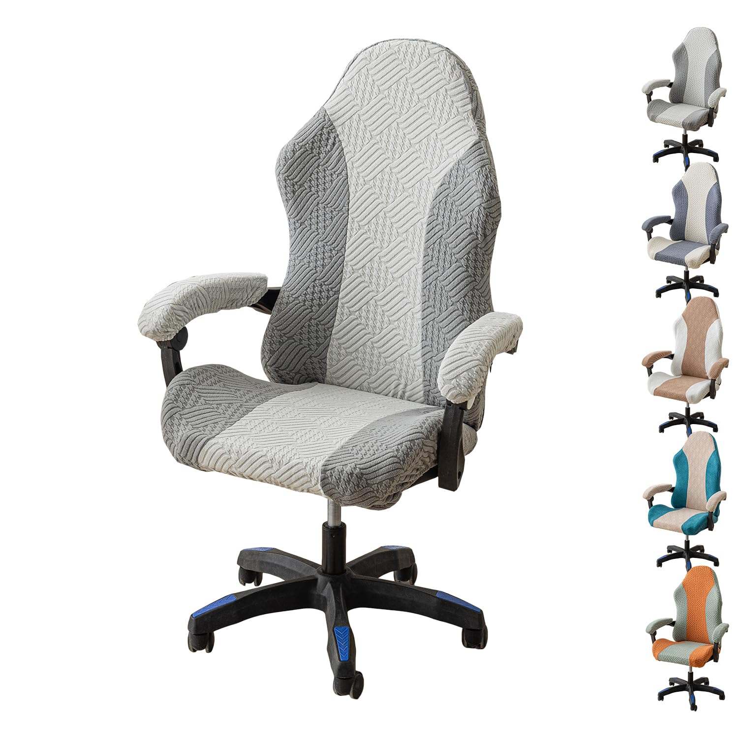 KCCRHIN Gaming Chair Covers - Slipcovers for Office & Desk Chairs with Armrest Covers, Stretchable Computer Chair Protector with Zipper