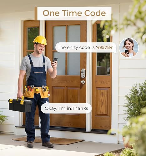 Miniatura 4 de Cerradura de puerta de entrada sin llave con 2 perillas, cerrojo inteligente, control de aplicaciones, teclado de 100 códigos, código de acceso