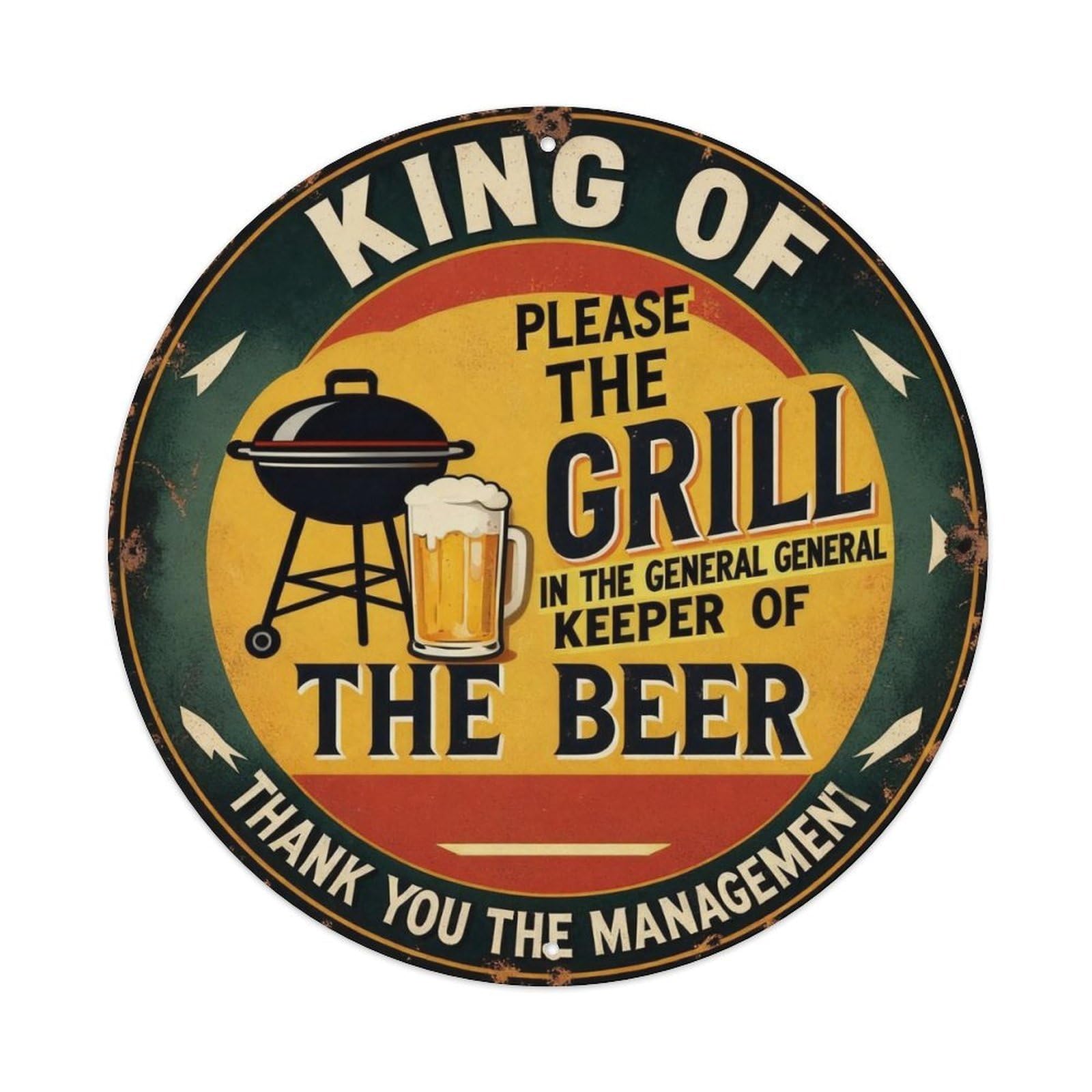 King of The Grill Keeper of The Beer Metal Tin Sign Plaque