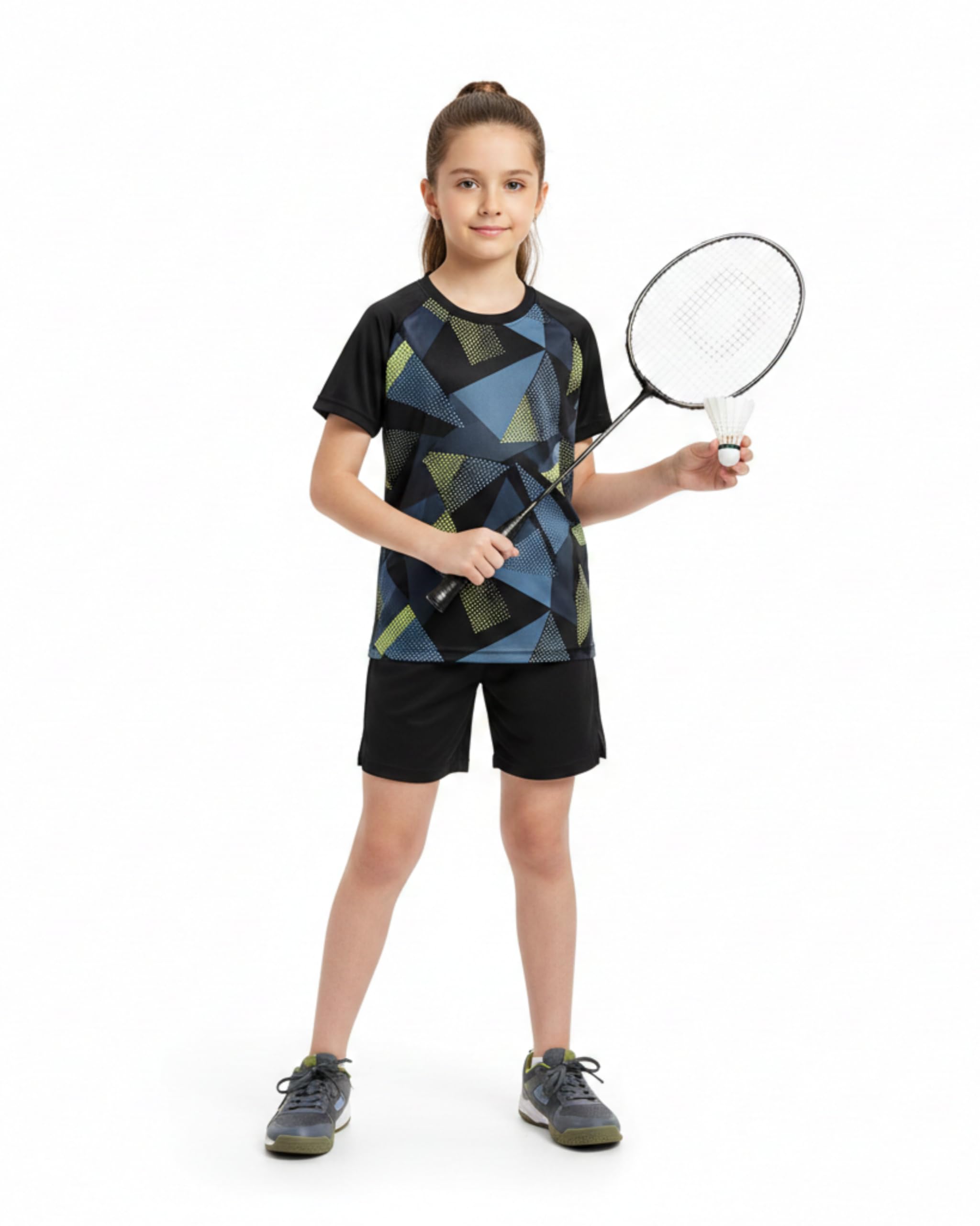 Girls Badminton Dress Set | Quick Dry Sports T-Shirt & Shorts Set | Lightweight Breathable Badminton Sportswear for Kids 4-15 Years