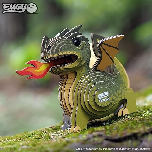 Miniatura 6 de Eugy Rompecabezas 3D de dragón, 26 piezas, ecológico, juguetes educativos para niños, niñas y niños a partir de 6 años