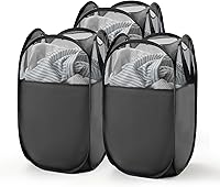 Vista 42 de TECHMILLY Cesta plegable de malla para la ropa sucia con asas resistentes y bolsillo lateral, cestas plegables portátiles para ropa para dormitorio