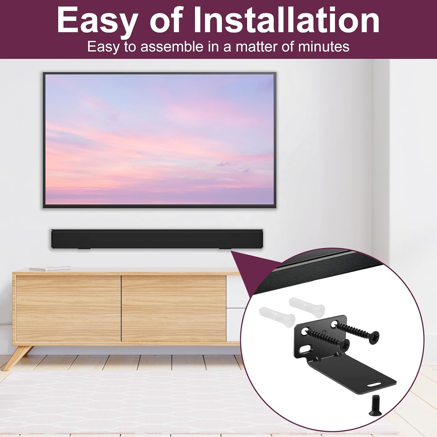 Black Mounting Wall Bracket Compatible with Bose WB-300, SoundTouch 300, 500, 700, 900 Soundbar Speaker