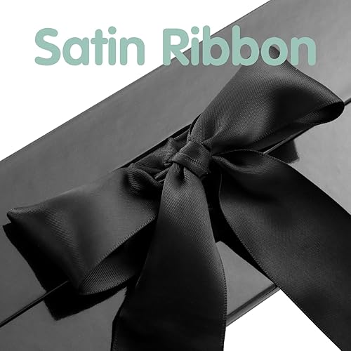 Miniatura 3 de HAPPY POTATO Caja de regalo grande negra con tapa y cinta de 13.5 x 9 x 4.1 pulgadas, caja de propuesta de padrino, caja de regalo magnética para