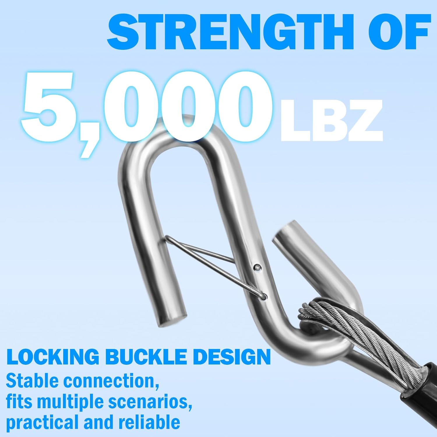 NAZOU 48" Heavy-Duty Trailer Safety CablesTrailer Safety Chains with Hooks, Trailer Chain Extension, Trailer Brakeaway Cable, Boat Winch Strap with Hook (1/3Inch,Pack of 2) - Image 2