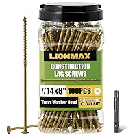 Vista 13 de Tornillos de rezago LIONMAX de 4 pulgadas, tornillo estructural para madera #14 x 4, 50 piezas de tornillo de construcción resistente, resistente a
